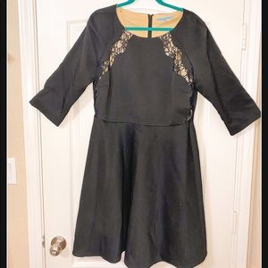 Antonio Melani black cocktail dress with peek a boo lace